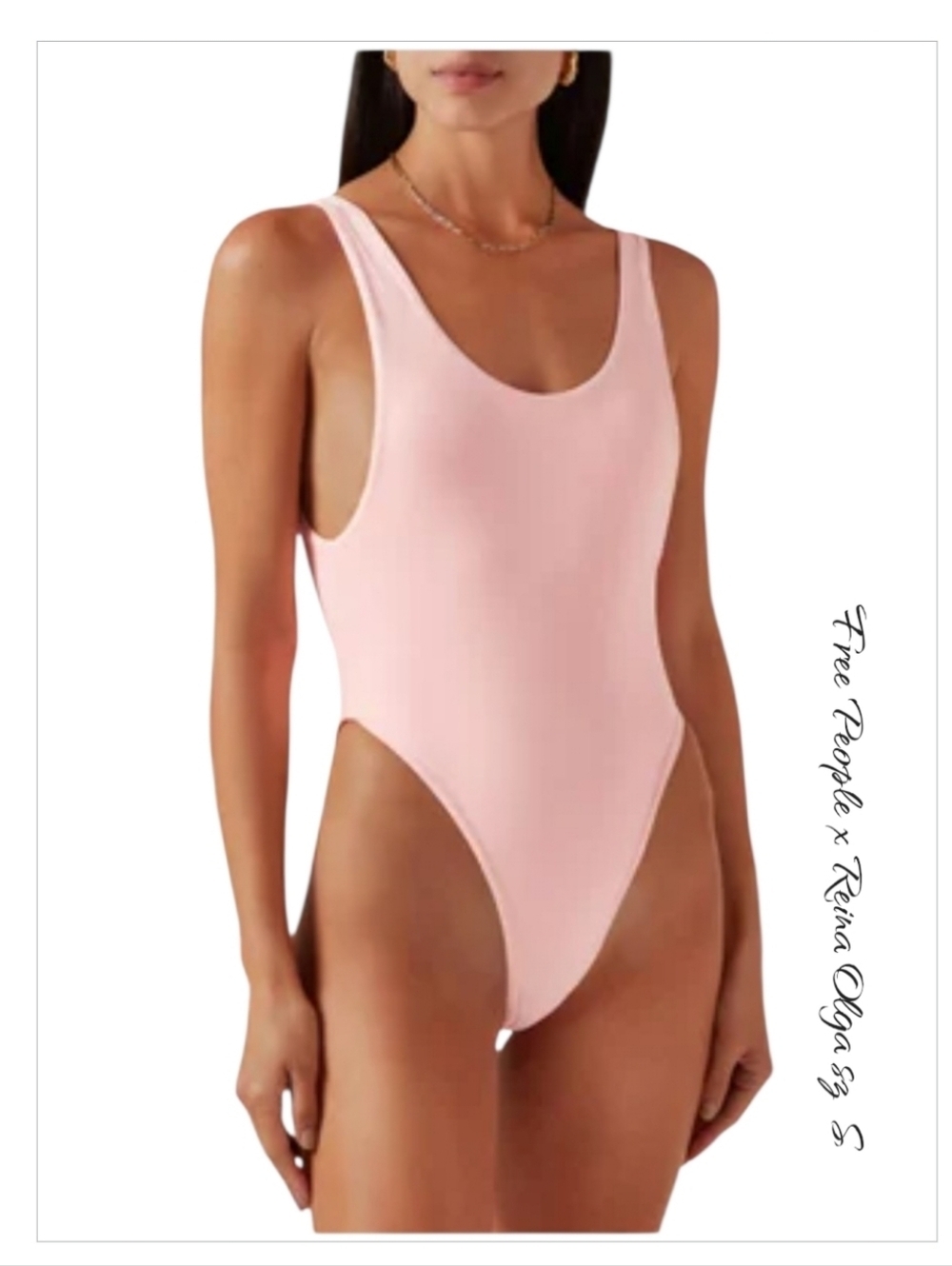 Free People X Reina Olga Funky One-Piece Swimsuit Pink S